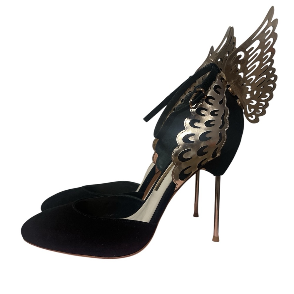 Sophia Webster Black and Gold Winged Heels